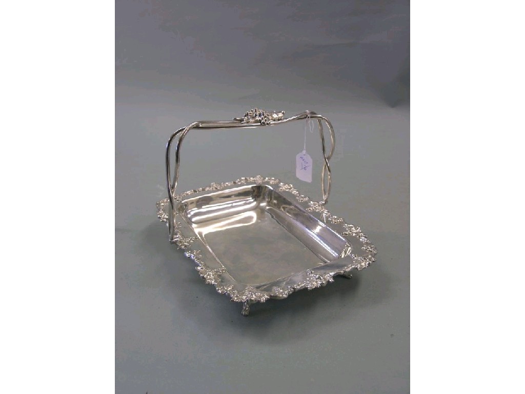 Appraisal: A silver plated fruit basket with cast grape and vine