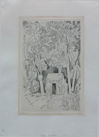 Appraisal: LABOUREUR Jean Emile French - ''La Cabane Forestiere'' Etching ''