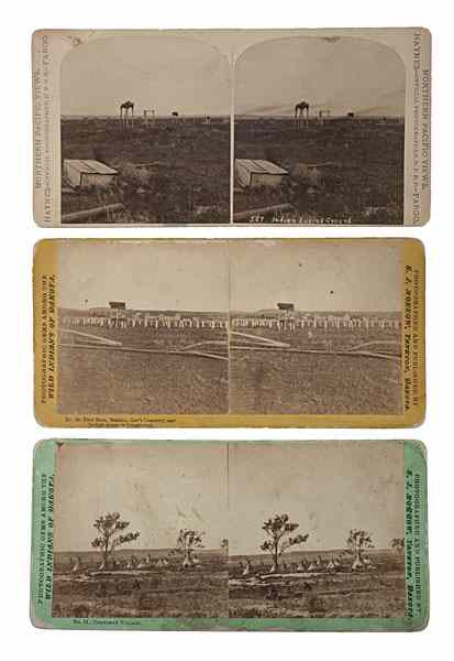 Appraisal: Morrow Haynes American Indian Stereoviews Lot of stereoviews including the