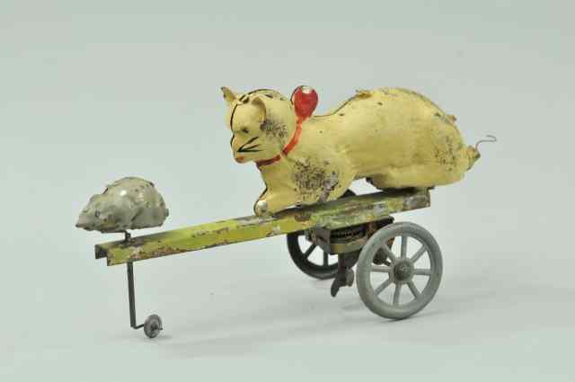 Appraisal: CAT AND MOUSE TOY German both figures depicted on platform