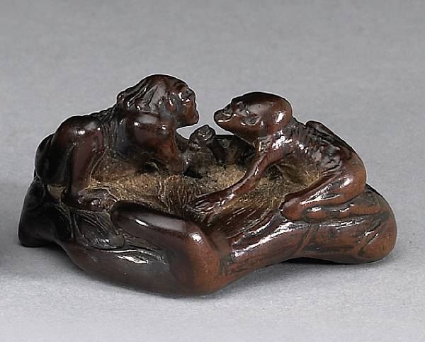 Appraisal: A wood figural study th Century Portraying two emaciated South