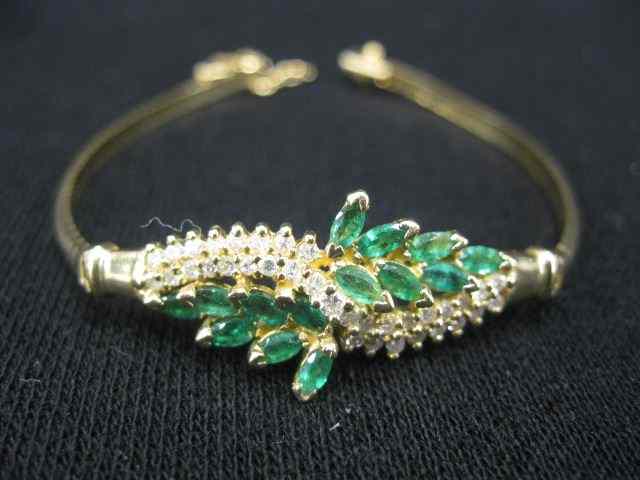 Appraisal: Emerald Diamond Bracelet marquiseemeralds totaling carat and round diamonds totaling