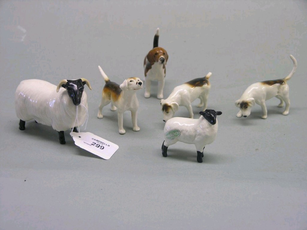 Appraisal: Six Beswick animals Black Faced Sheep Black Faced Lamb and