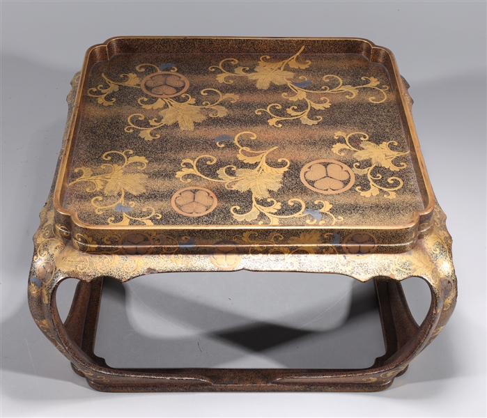 Appraisal: Antique Japanese gilt lacquer wood stand with allover foliate designs