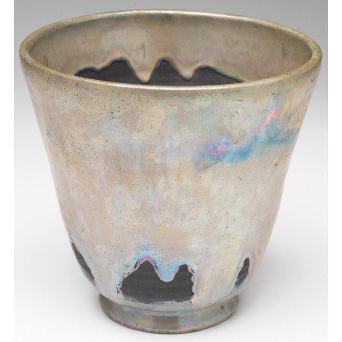 Appraisal: Pewabic vase hand-thrown flaring shape under an iridescent metallic glaze