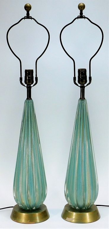 Appraisal: PR Barovier Toso Murano Aventurine Glass Lamps Italy th Century