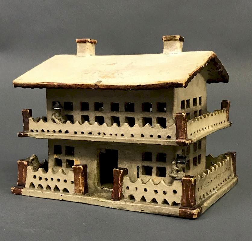 Appraisal: German Ceramic Sculpture of an Alps Cottage German ceramic sculpture