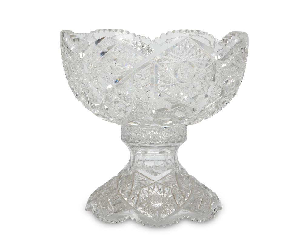 Appraisal: An American Brilliant cult glass punch bowl Late th Early