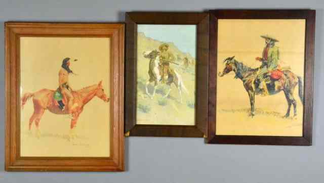 Appraisal: Frederic Remington Lithographs On PaperDepicting various western themes including cowboys