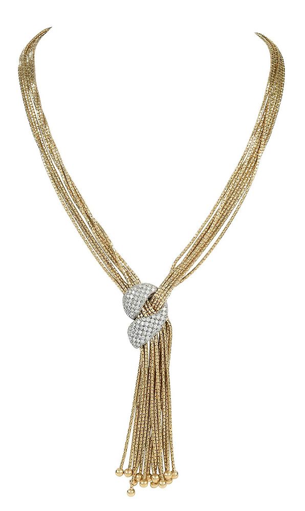 Appraisal: kt Diamond Necklace multi-strand centerpiece with approx round brilliant diamonds