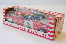 Appraisal: A KYOEI JAPANESE FIRE CHIEF TIN CAR WITH WORKING FRICTION