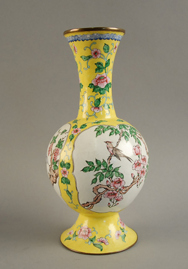 Appraisal: A Fine Enameled Chinese Copper Vase in genie bottle form