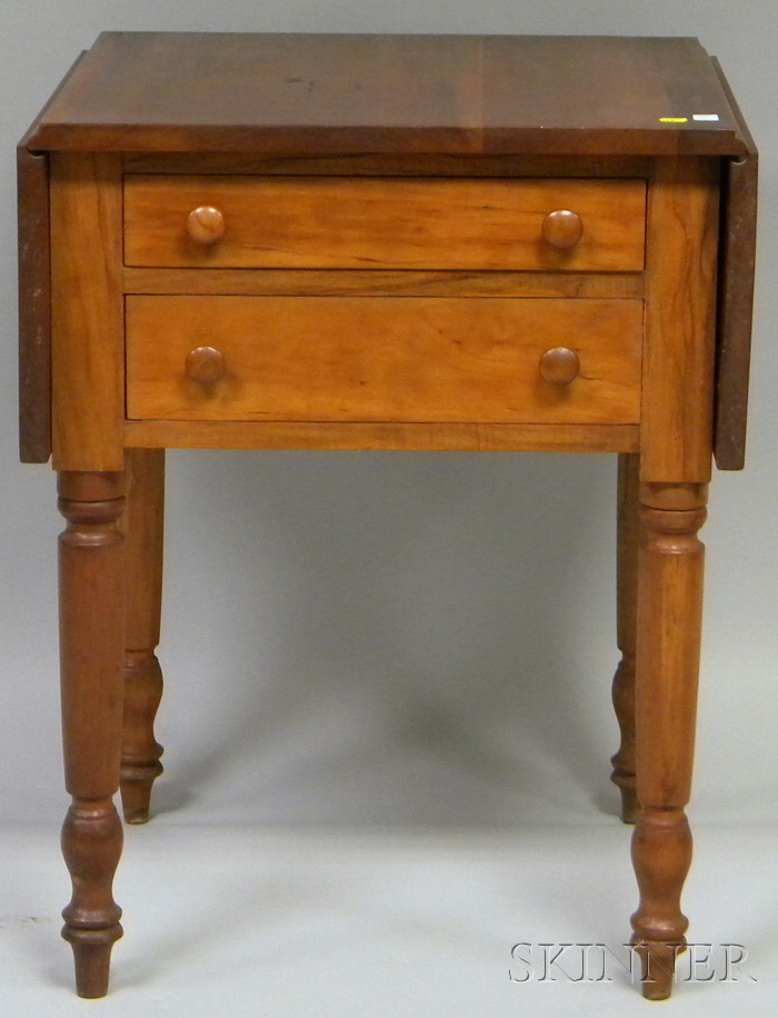 Appraisal: Country Classical Cherry Drop-leaf Two-drawer Work Table