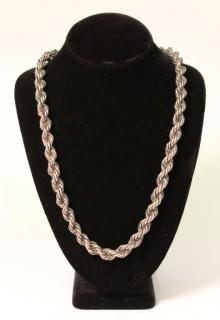 Appraisal: Heavy Silver Rope Necklace A long rope-twist ending in a