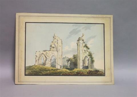 Appraisal: CATHEDRAL RUINS Watercolor on paper x in Unframed indistinctly signed