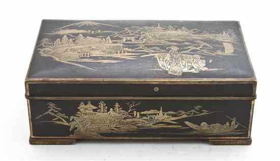 Appraisal: A Komai Style Mixed Metals Table Casket the rectangular hinged