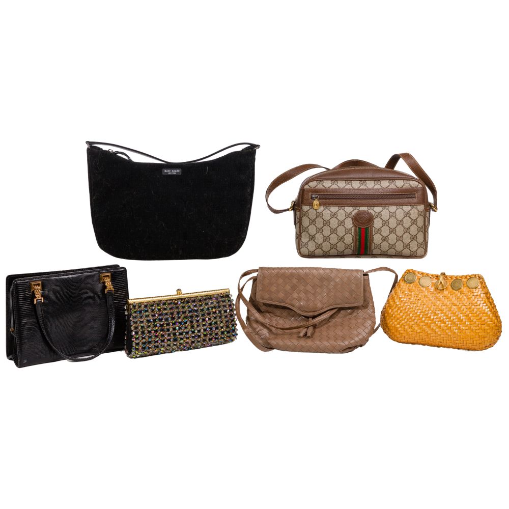 Appraisal: HANDBAG AND PURSE ASSORTMENT items including Gucci black reptile skin