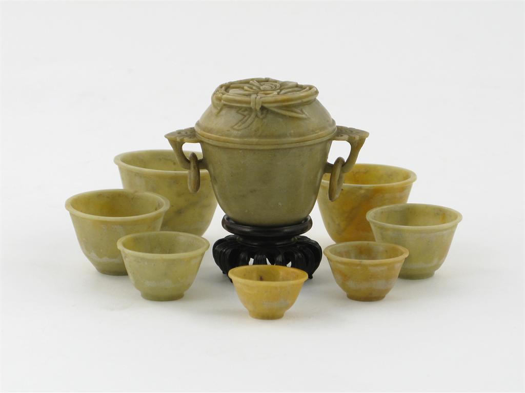 Appraisal: A Chinese soapstone set of eight graduated cups