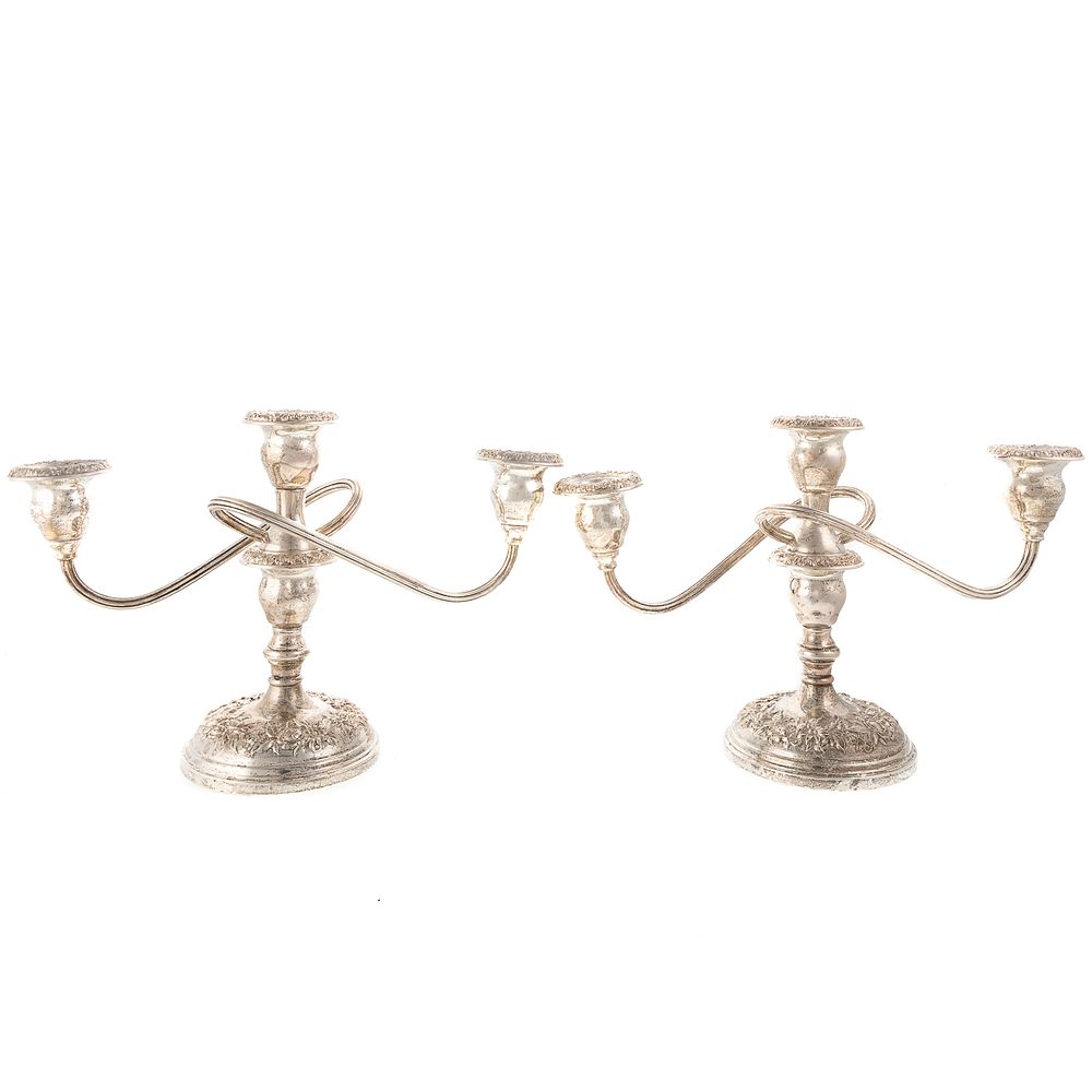 Appraisal: Pair Sterling S Kirk Son Candelabra converts to single candlestick