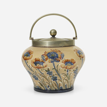 Appraisal: William Moorcroft for James Macintyre Co Florian Ware biscuit barrel