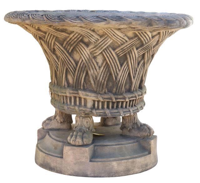 Appraisal: Large cast stone garden urn thc in multiple parts the