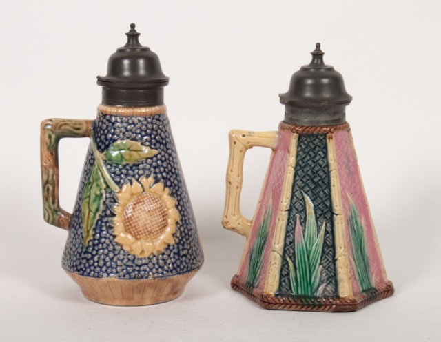 Appraisal: Two Smith Griffin Hill majolica syrup jugs late th century