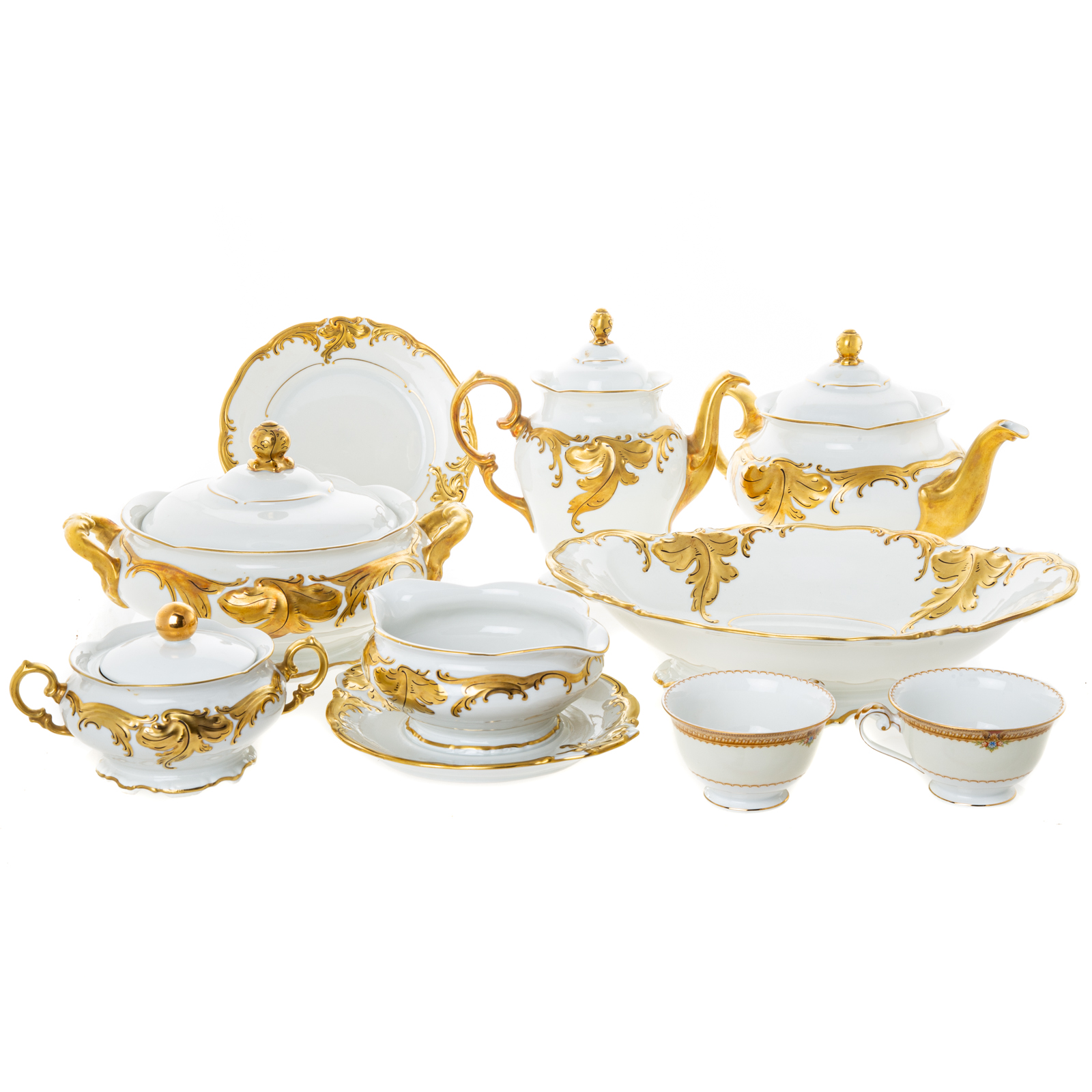 Appraisal: WALBRZYCH CHINA PARTIAL TEA COFFEE SERVICE Having extensive gilt accents