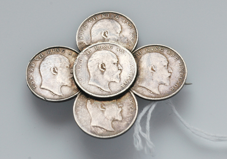 Appraisal: SILVER INDIAN COIN BROOCH C