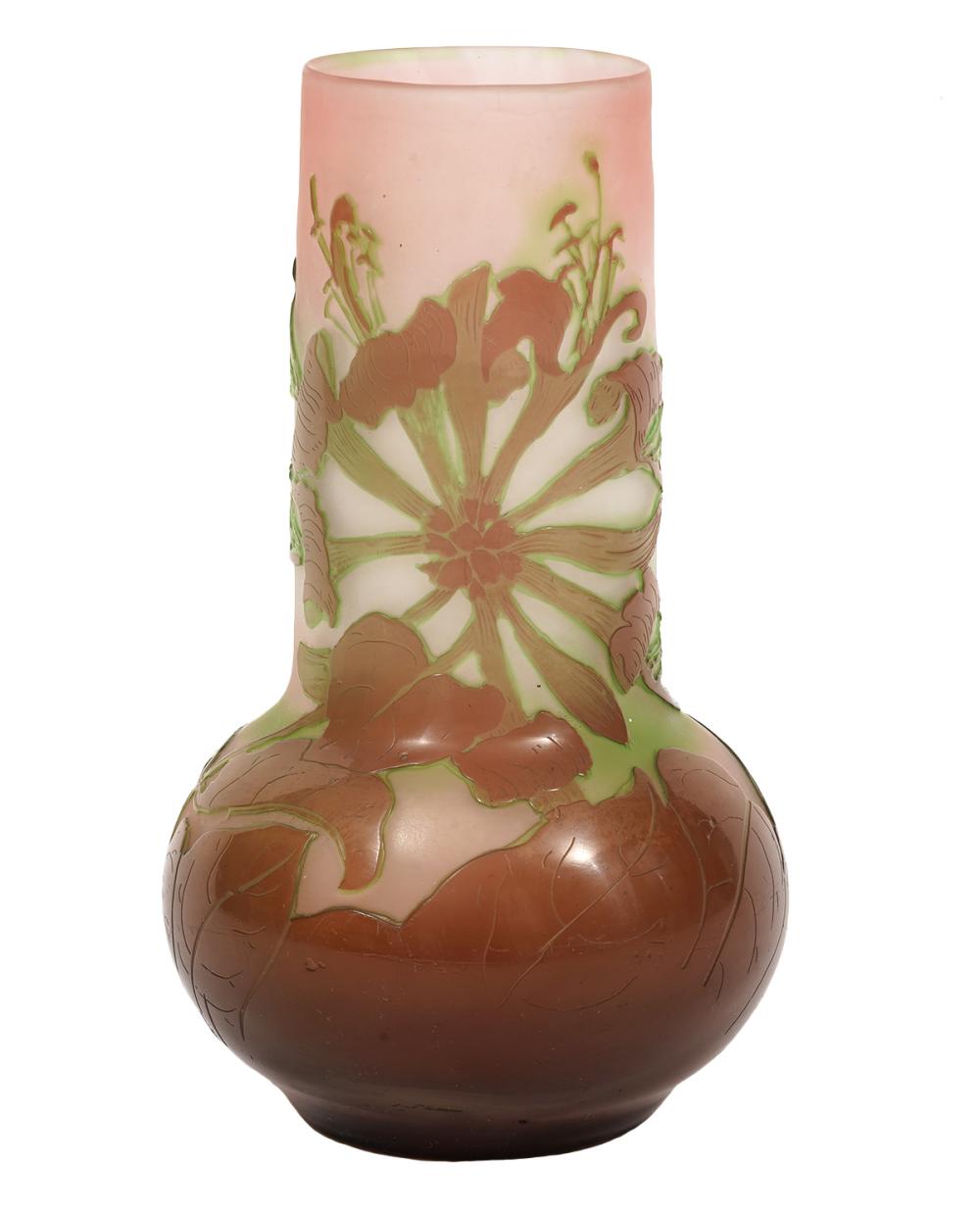 Appraisal: GALLE CAMEO ART GLASS VASESigned Galle art glass vase Multi-colored