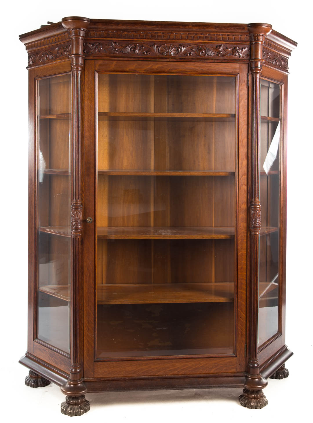 Appraisal: Late Victorian oak bookcase dental molded cornice with shell and