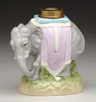 Appraisal: PORCELAIN ELEPHANT FIGURAL MINI LAMP S - Porcelain base gray