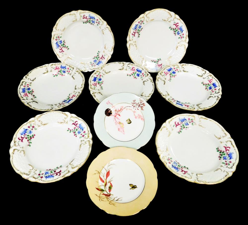 Appraisal: Nine Continental porcelain plates including seven plates th C shaped