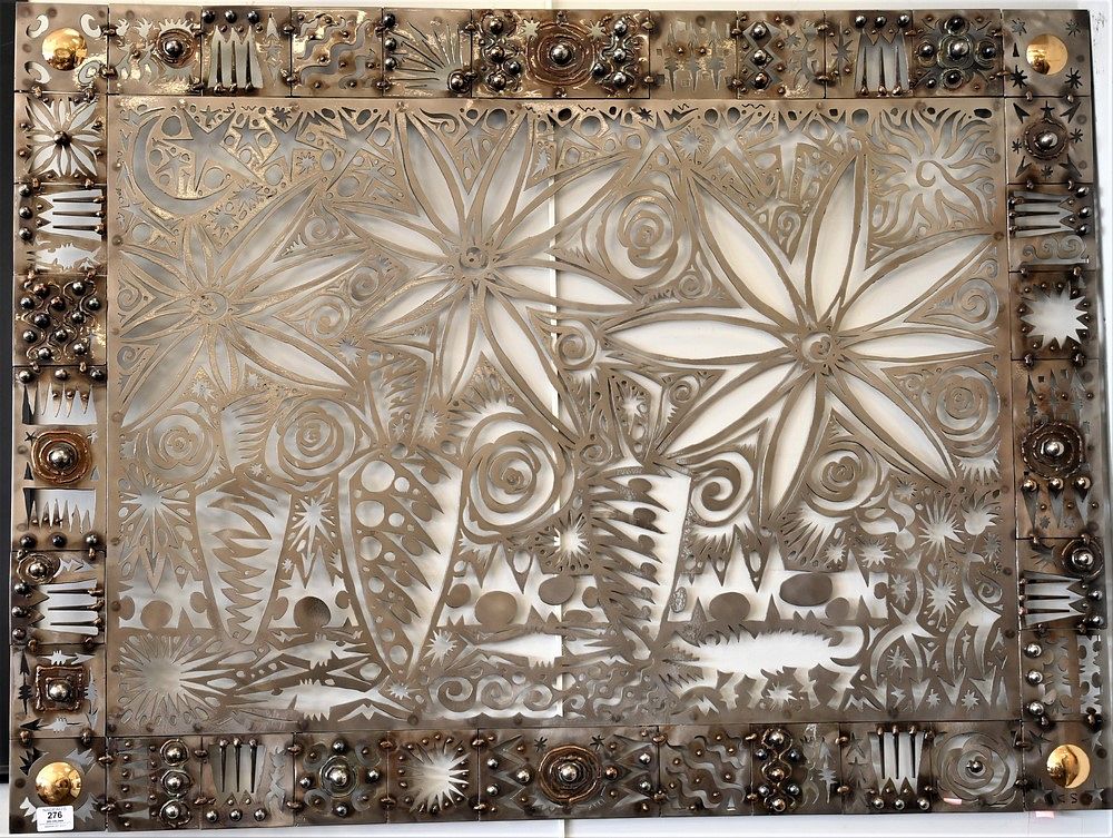 Appraisal: Chris Seeman American th Century laser cut metal wall sculpture