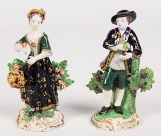 Appraisal: PAIR OF ENGLISH PORCELAIN FIGURES BOTH REPRESENTED IN A FOLIATED