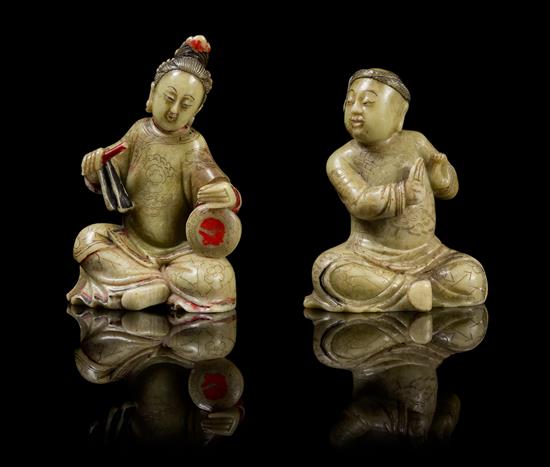 Appraisal: Sale Lot A Pair of Chinese Soapstone Figures th th