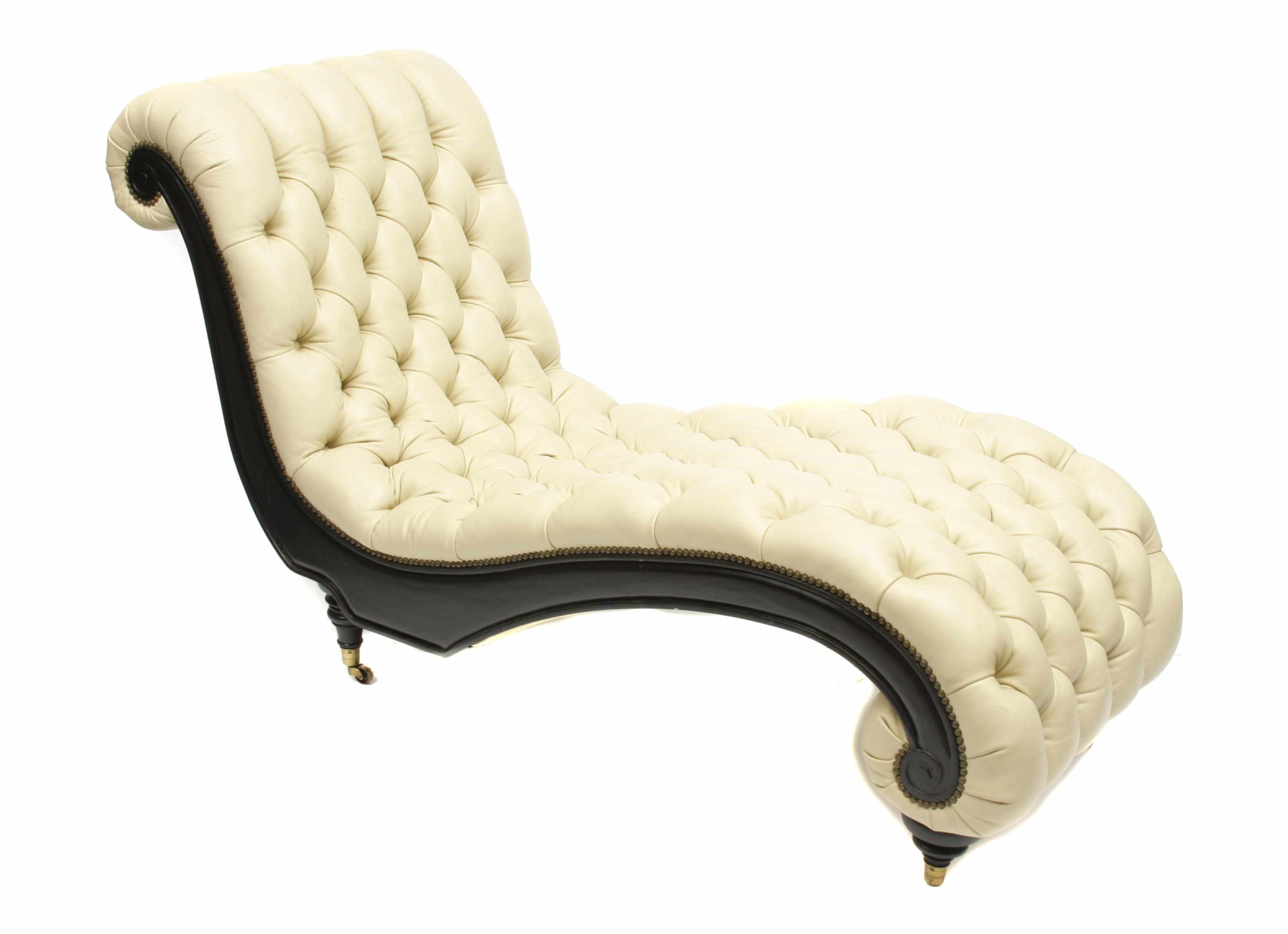 Appraisal: A Victorian style tufted leather chaise lounge height in width