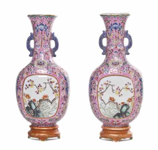 Appraisal: A Pair of Chinese Porcelain Wall Vases Republic Period or