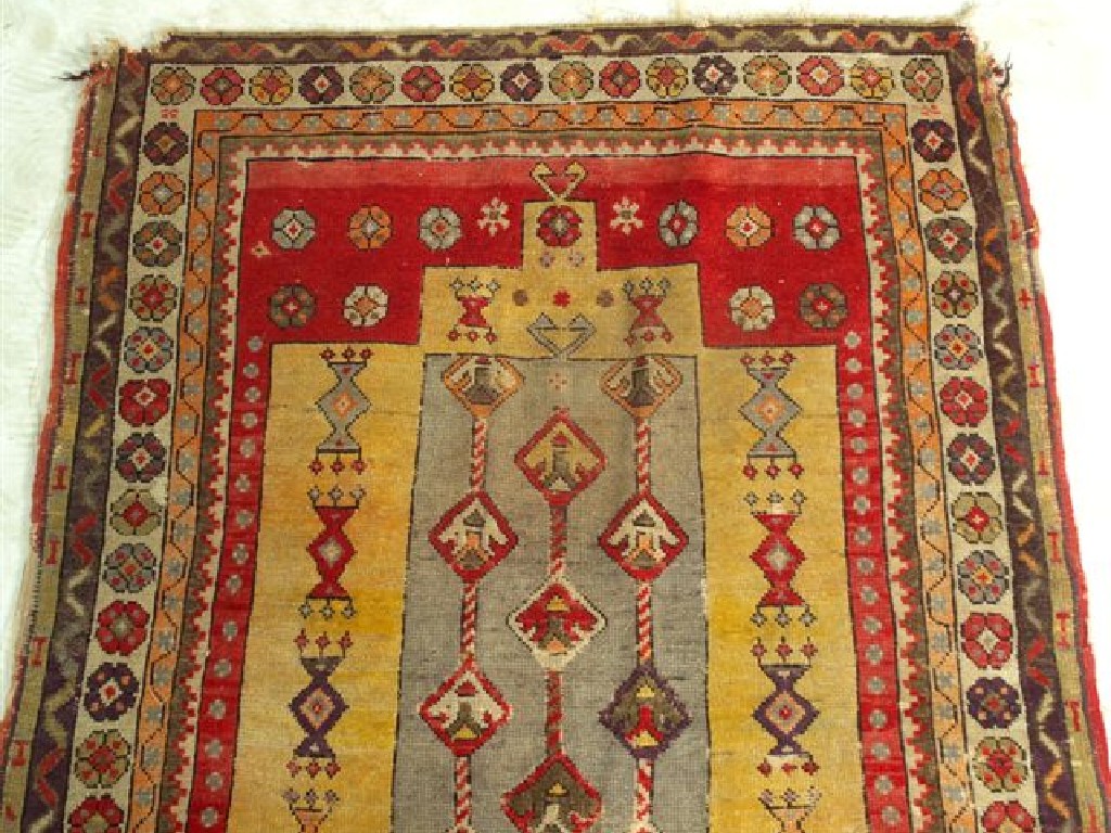 Appraisal: TURKISH RUG late th early th century with central sky