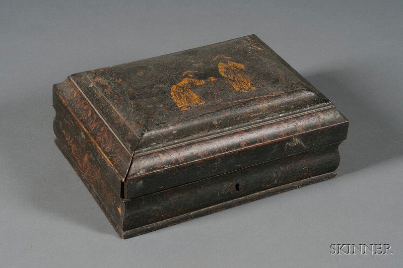 Appraisal: Victorian Japanned Wood Storage Box mid to late th century