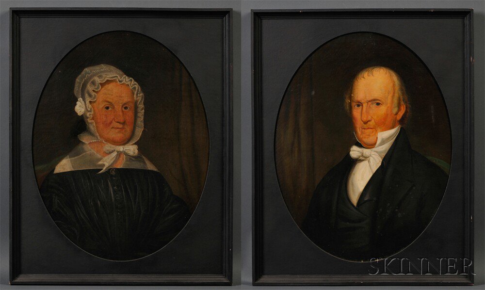 Appraisal: American School th Century Pair of Portraits of a Husband