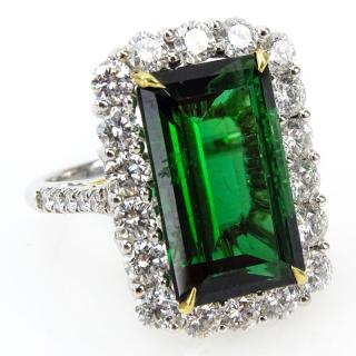 Appraisal: Approx Carat Emerald Cut Tourmaline Carat Round Brilliant Cut Diamond