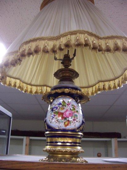 Appraisal: A late th Century gilt metal mounted lamp painted an