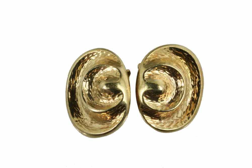 Appraisal: EAR CLIPS - One pair of K yellow gold hammered