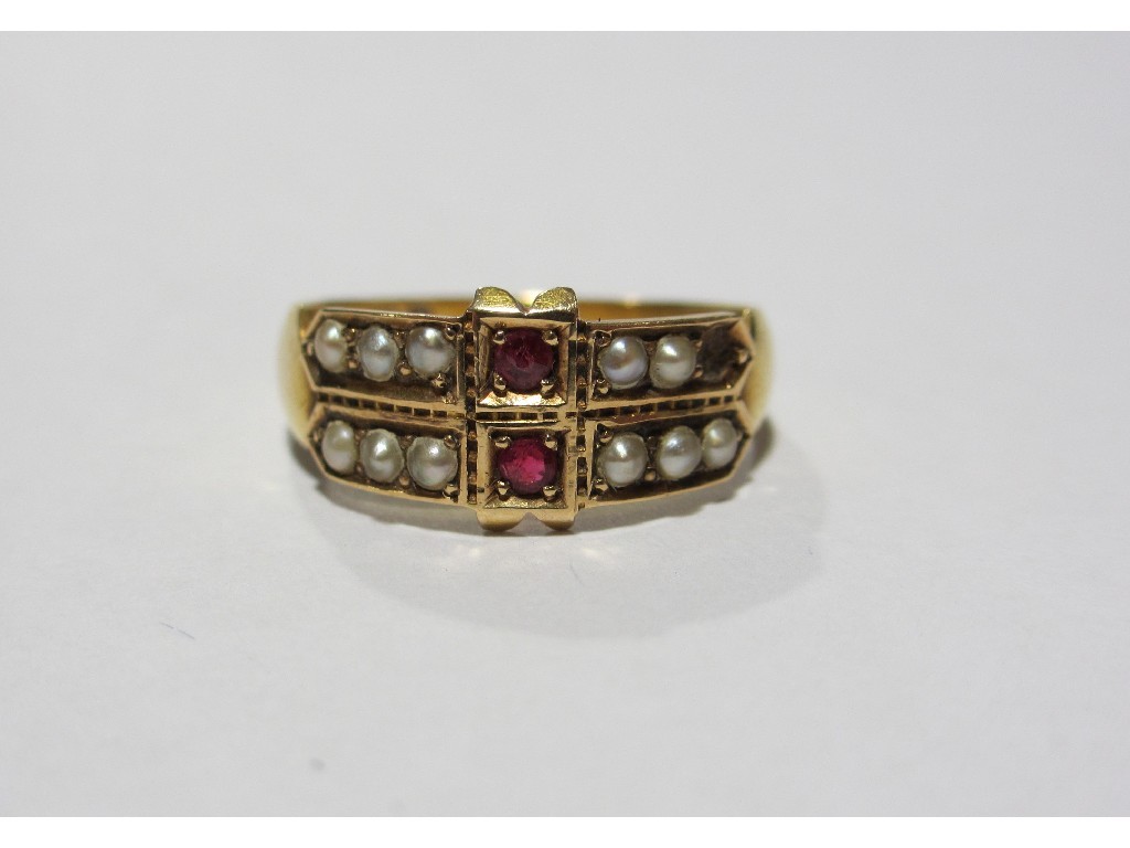 Appraisal: Victorian ct gold ruby and seed pearl set dress ring