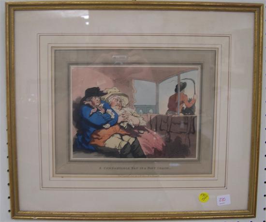 Appraisal: Thomas Rowlandson UK - unsigned handcolored etching ''A Comfortable Nap