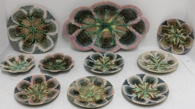 Appraisal: TEN PIECES OF TH CENTURY SHELL AND SEAWEEDMAJOLICA BY GRIFFIN