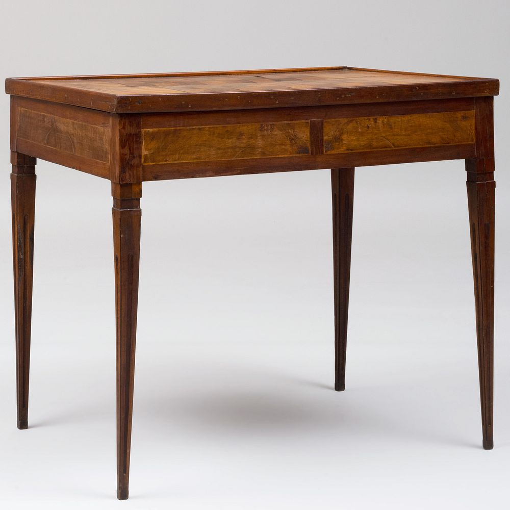 Appraisal: Italian Neoclassical Walnut and Fruitwood Games Table Fitted with a