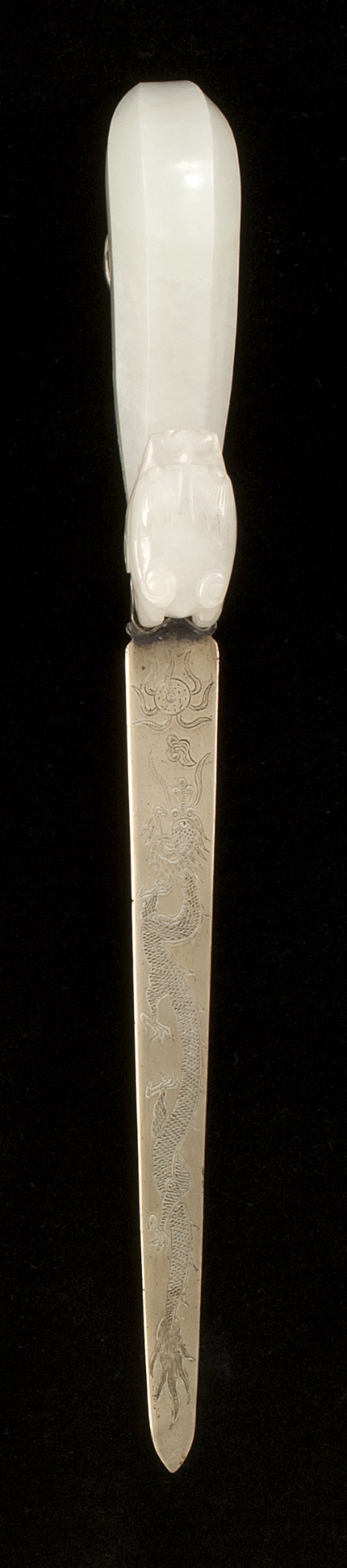 Appraisal: WHITE JADE AND BAITONG LETTER OPENER th CenturyMade from a