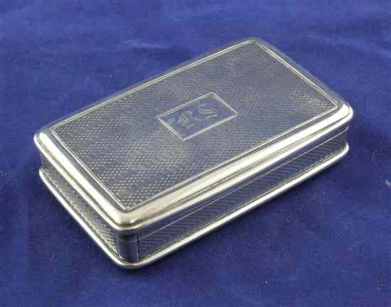 Appraisal: A William IV engine turned silver rectangular snuff box with