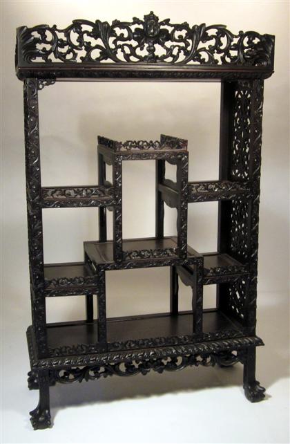 Appraisal: Japanese style carved rosewood display cabinet th century